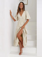 Bonvieve | Summer Women’s Dress with Puff Sleeves – Elegant Vacation Style | Trendy | Luxe Look