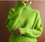 Warm Women’s Knitted Sweater – Soft Turtleneck Pullover for Fall & Winter