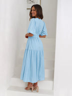 Bonvieve | Summer Women’s Dress with Puff Sleeves – Elegant Vacation Style | Trendy | Luxe Look