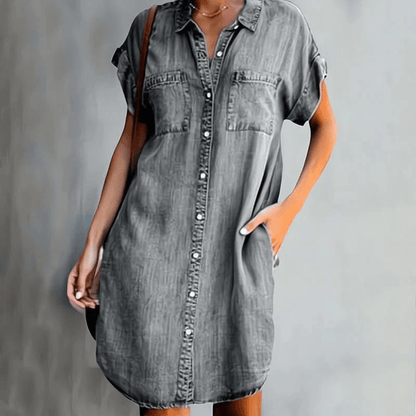 Bonvive | Denimjurk met korte mouwen