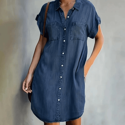 Bonvive | Denimjurk met korte mouwen