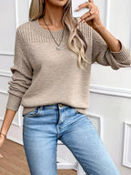 Trendy Cut-Out Knitted Sweater – Minimalist Patchwork Pullover That Perfectly Blends Comfort and Style