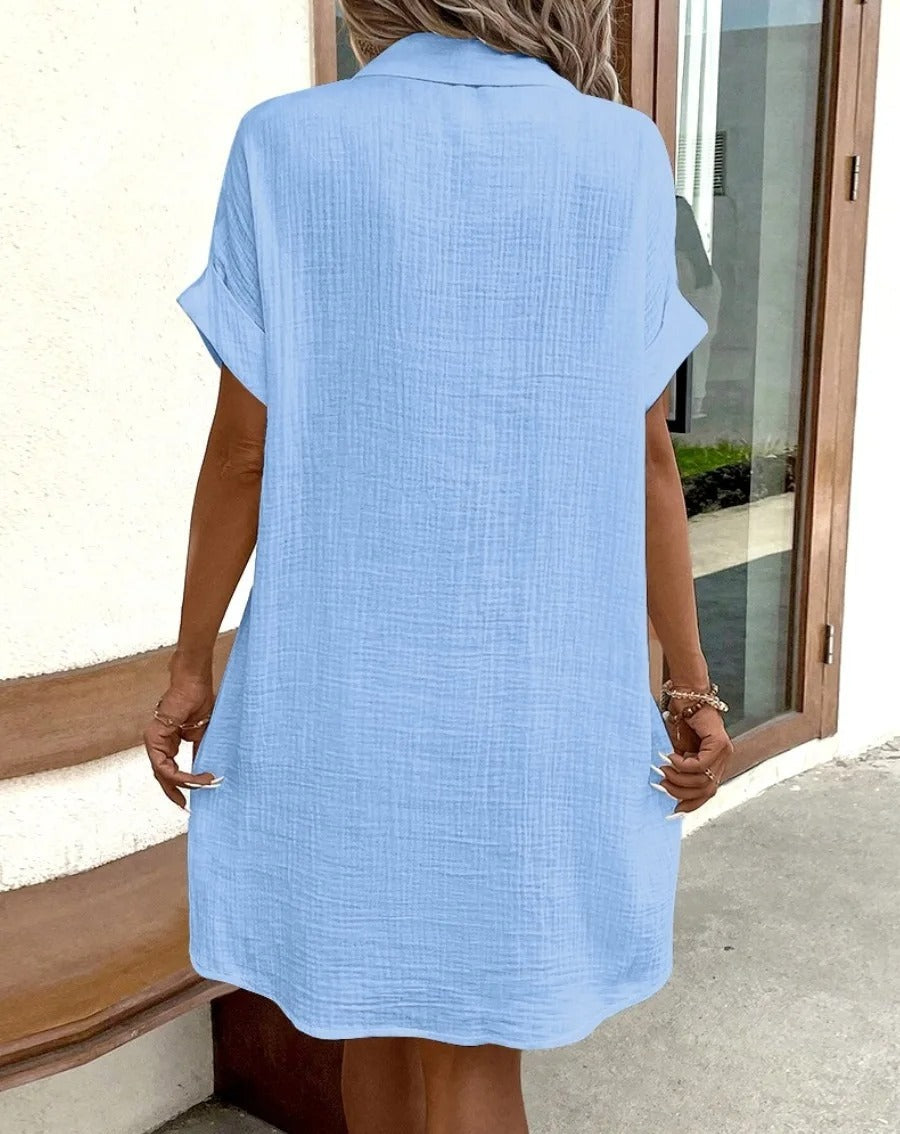 Bonvieve | Casual Linen Shirt Dress with Pockets – For Women