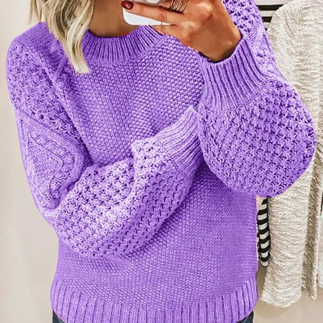 Women’s Oversized Knitted Sweater – Warm Long Sleeves & Comfortable Loose Fit for Fall & Winter