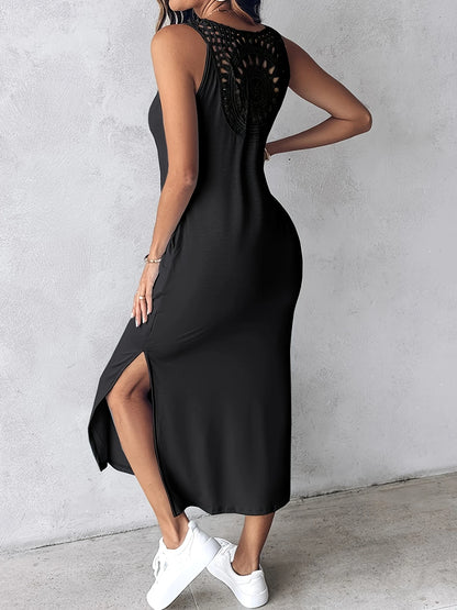 Bonvive | Zomerse Droomjurk – Elegante Mouwloze Maxi Jurk met Romantisch Kant en Comfortabele Pasvorm