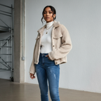 Women’s Thickened Plush Jacket – Fashionable Short Coat with Warm Collar for Fall & Winter