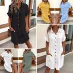 Bonvieve | Casual Linen Shirt Dress with Pockets – For Women